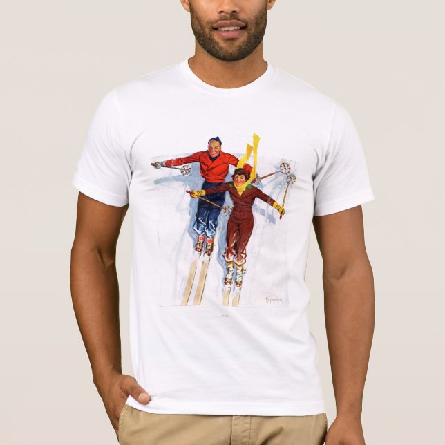 Couple Downhill Skiing T-Shirt (Vorderseite)