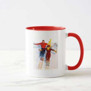 Couple Downhill Skiing Tasse