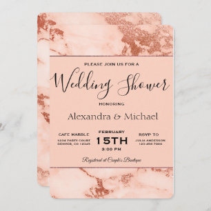 Couple Dusche Rose Gold Marmor Einladung