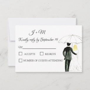 Couple Elegant Bride Groom Modernes UAWG RSVP Karte