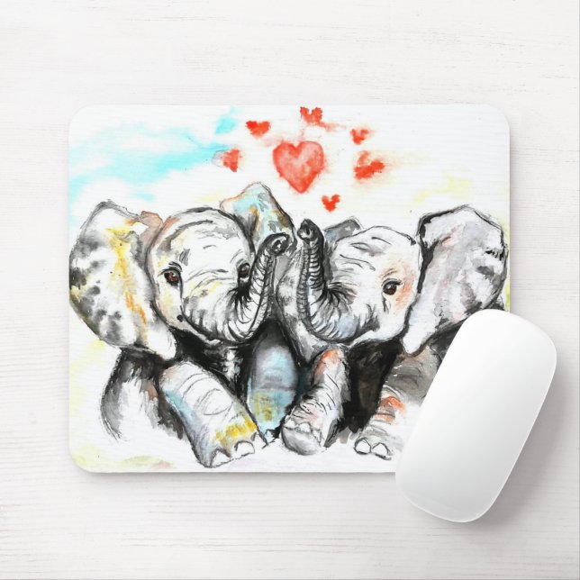 Couple Elephant Mouse Pad Mousepad (Mit Mouse)
