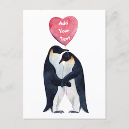 Couple Emperor Pinguins Herz Personalisiert Postkarte