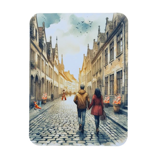 Couple European Travel Magnet (Vertikal)