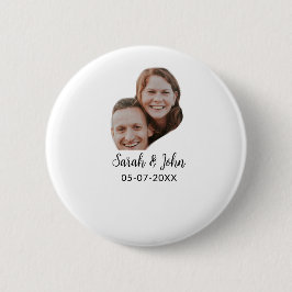 Couple face photo add name date simple wedding  button