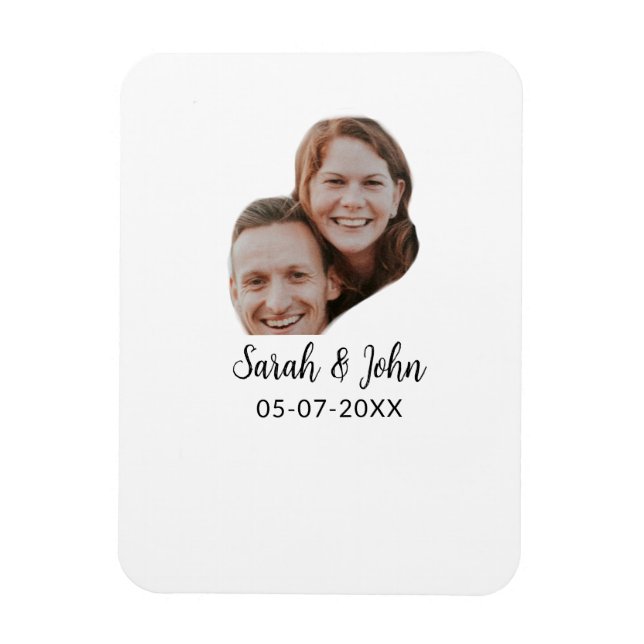 Couple face photo add name date simple wedding  magnet (Vertikal)