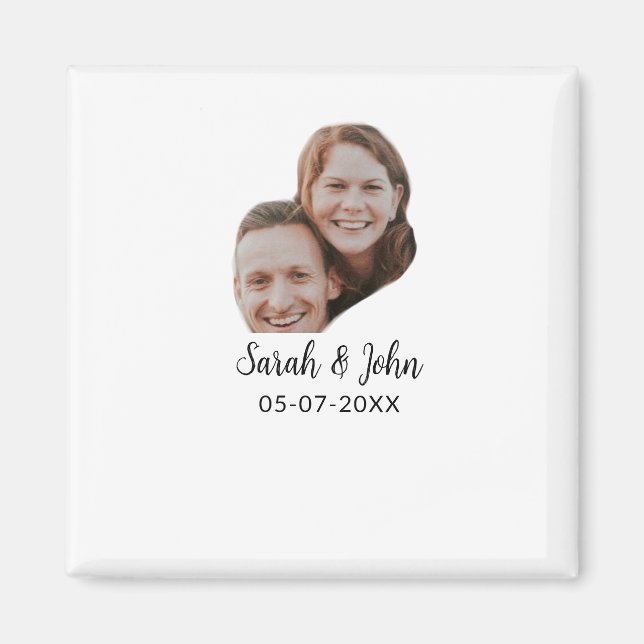 Couple face photo add name date simple wedding  magnet (Vorne)