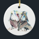 Couple First Christmas Ornament Pelicans<br><div class="desc">Dieses elegante Acryl-Weihnachtsschmuck ist ein Geschenk für Jungvermählte oder Jubiläumsfeiern, mit Namen und Hochzeitstag auf der Rückseite, mit einer Nachbildung meiner ursprünglichen pelikanischen Kunst. Ihr Set in einem lustigen, handgeschriebenen Typografie auf einem soliden, roten Hintergrund. Passen Sie dieses runde Ornament mit Ihren Namen an, um einen einzigartigen Sake für ein...</div>