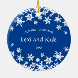 Couple First Christmas Snowflake Keramik Ornament