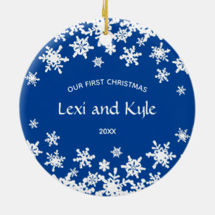 Couple First Christmas Snowflake Keramik Ornament