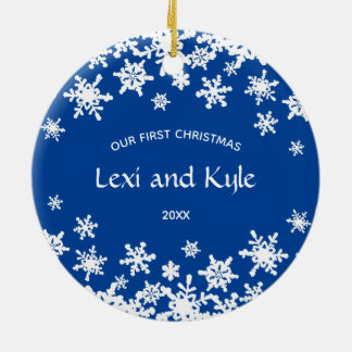 Couple First Christmas Snowflake Keramik Ornament