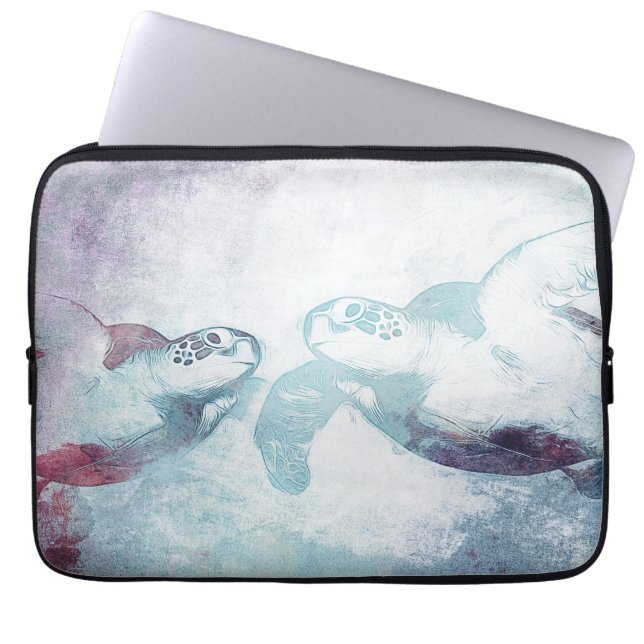 Couple Flying Green Sea Turtles | Laptop Sleeve (Vorderseite)