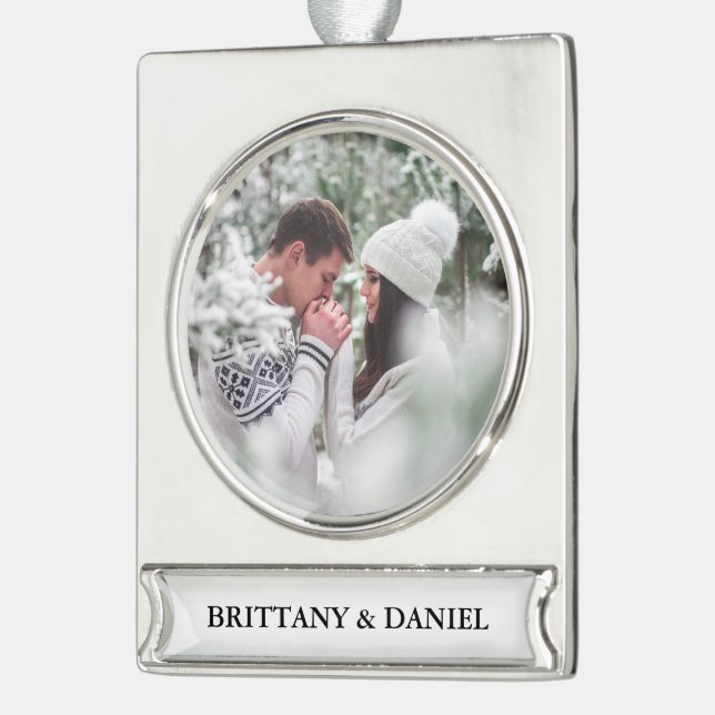 Couple Foto Banner-Ornament Silber (Links)