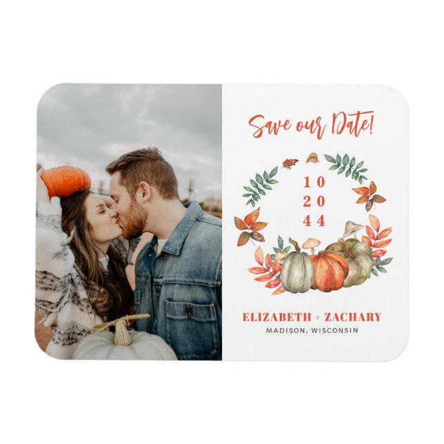 Couple Foto Herbst Hochzeit im Herbst Save the Dat Magnet (Horizontal)