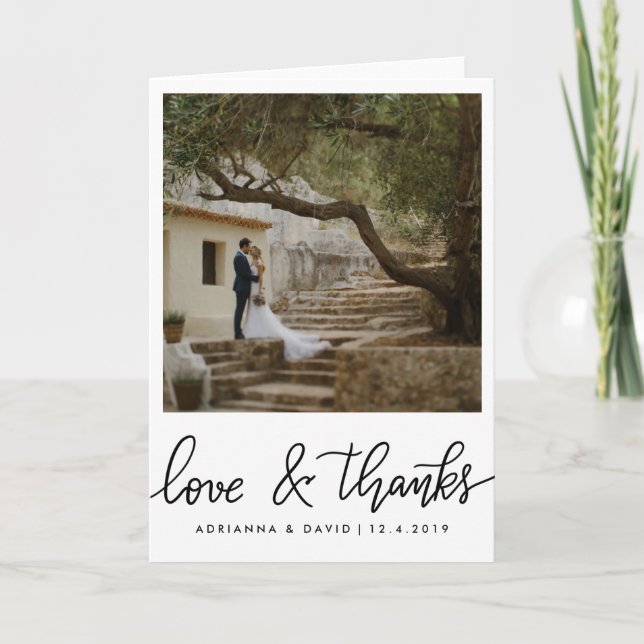 Couple Foto Hochzeit Liebe und Dankeschön Script Dankeskarte (Vorderseite)