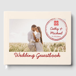 Couple Foto mit Briefmarke Logo Chinesische Hochze Gästebuch