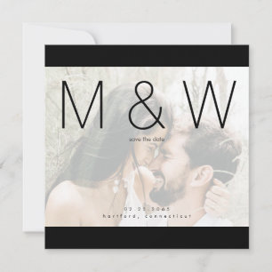 Couple Foto Monogram Modern Square Save the Date