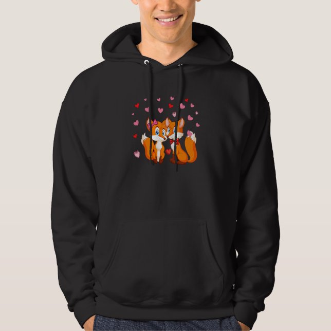 Couple Foxes Valentine's Hearts Matching Family Hoodie (Vorderseite)