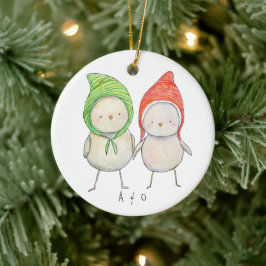 Couple Friend Weihnachten Gemeinsam Niedliche Vöge Keramik Ornament