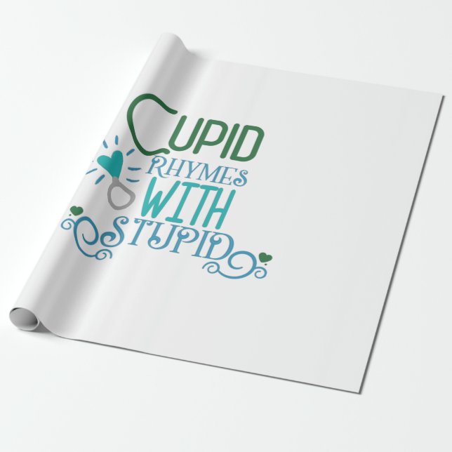 Couple-Geschenk Cupid Rhymes mit Stupid Geschenkpapier (Ungerollt)