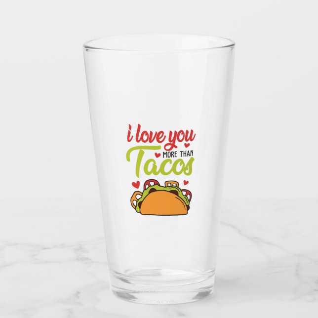 Couple Geschenk I Liebe Sie mehr als Tacos Glas (Vorderseite)
