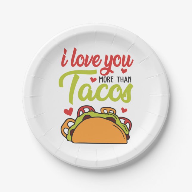 Couple Geschenk I Liebe Sie mehr als Tacos Pappteller (Vorderseite)
