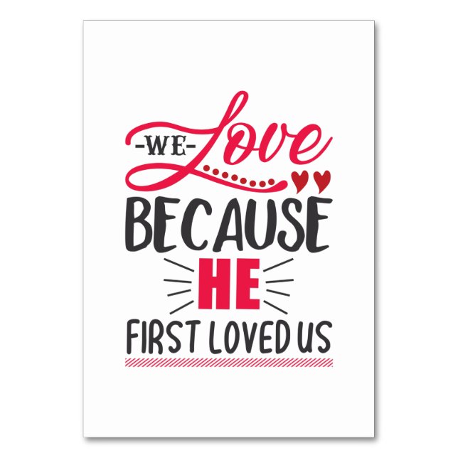 Couple Geschenk wir Liebe, weil er uns zuerst geli Tischnummer (Vorderseite)