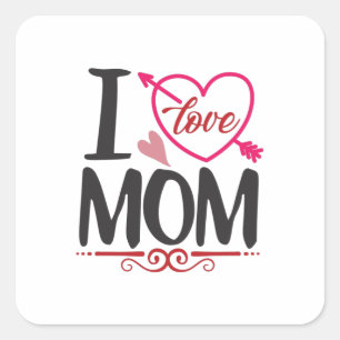 Couple Gift I Liebe Mama Quadratischer Aufkleber