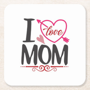 Couple Gift I Liebe Mama Rechteckiger Pappuntersetzer