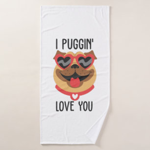 Couple Gift I Puggin Liebe You Badehandtuch