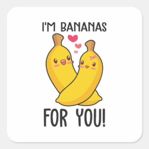 Couple Gift Ich bin Bananen für dich Quadratischer Aufkleber