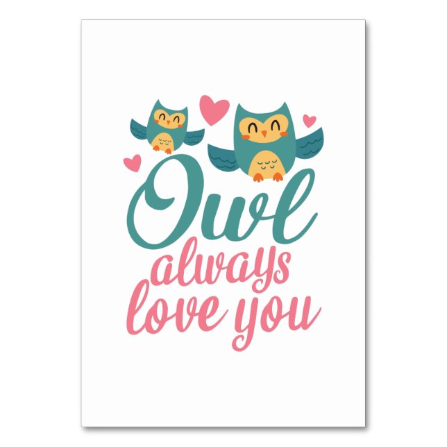 Couple Gift Owl Always Love You Tischnummer (Vorderseite)