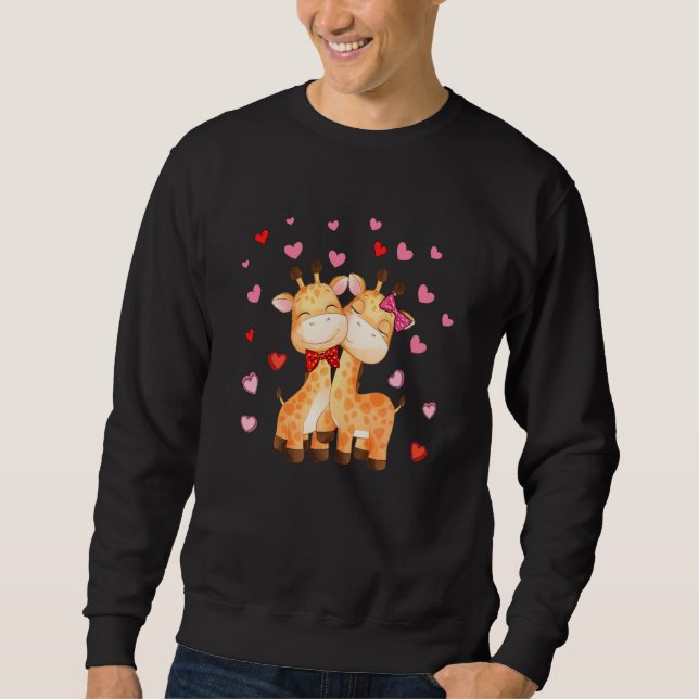 Couple Giraffes Valentine's Hearts Matching Family Sweatshirt (Vorderseite)