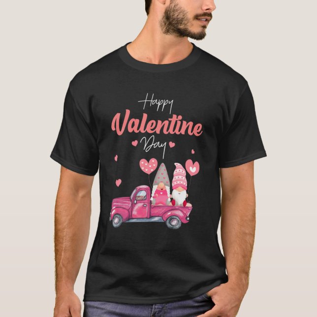 Couple Gnomes Happy Valentine's Day Truck Gnome Lo T-Shirt (Vorderseite)