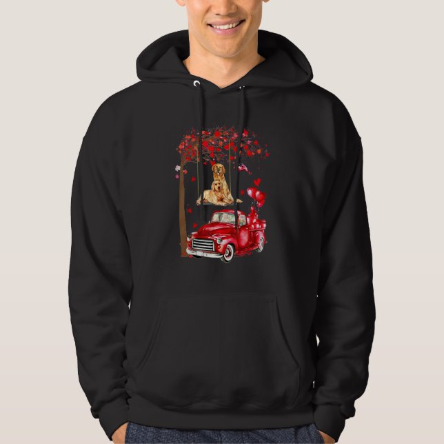 Couple Golden Retriever Valentine Tree - Hearts Tr Hoodie (Vorderseite)