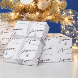 Couple Heart Names White Gift Geschenkpapier