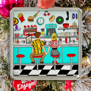 Couple Holding Hands in den 1950er Jahren zu Weihn Ornament Aus Metall