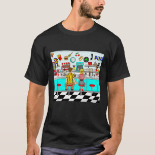Couple Holding Hands in Diner aus den 50er Jahren T-Shirt