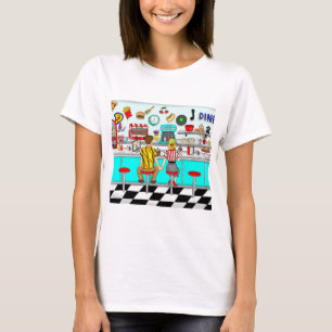 Couple Holding Hands in Diner aus den 50er Jahren T-Shirt