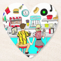 Couple Holding Hands in Diner aus den 50er Jahren