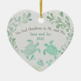 Couple Holiday Sea Turtle Coastal Beach Ornament