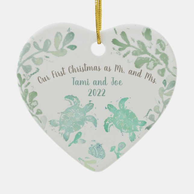 Couple Holiday Sea Turtle Coastal Beach Ornament (Vorne)