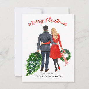 Couple Holiday Weihnachtskarte (Haar schwarz, blon Feiertagskarte