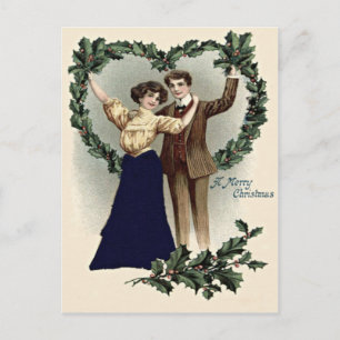 Couple Holly Heart Garland Postkarte