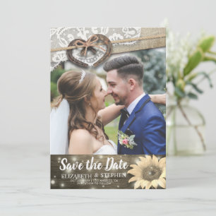Couple Horseshoe Sunflower Wedding Rett Date FOTO Save The Date