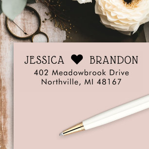 Couple in Liebe Monogram Heart Rücksendeadresse Permastempel