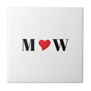 Couple-Initialen anpassen A Lieben B rotes Herz Fliese