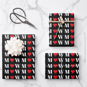 Couple-Initialen anpassen A Lieben B rotes Herz Geschenkpapier Set