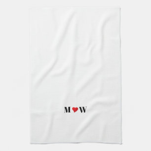 Couple-Initialen anpassen A Lieben B rotes Herz Geschirrtuch