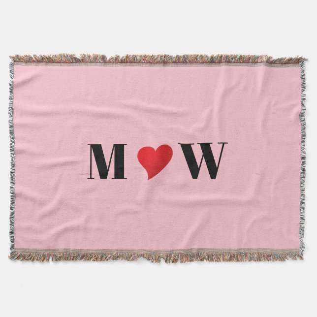 Couple-Initialen anpassen A Lieben B rotes Herz ro Decke (Vorderseite)