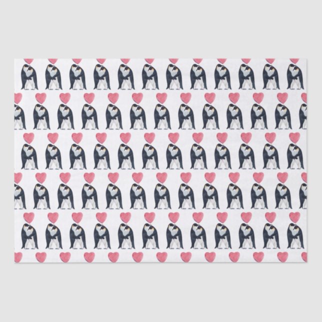 Couple Kaiser Penguin Herz  Seidenpapier (Vorderseite)